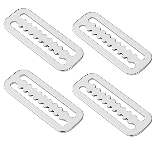 Dawitrly 4Pcs Scuba Weight Belt Keepers, 316 Stainless Steel 2′ Diving Webbing Belt Slide Stopper Weight Retainer Clips with Teeth Fits for Standard 2" (5cm) Webbing Belts