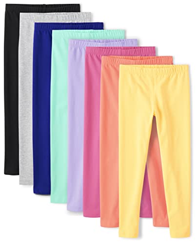 The Children's Place Girls' Solid Leggings 8-Pack, French Rose Multi Color, Small (5/6)