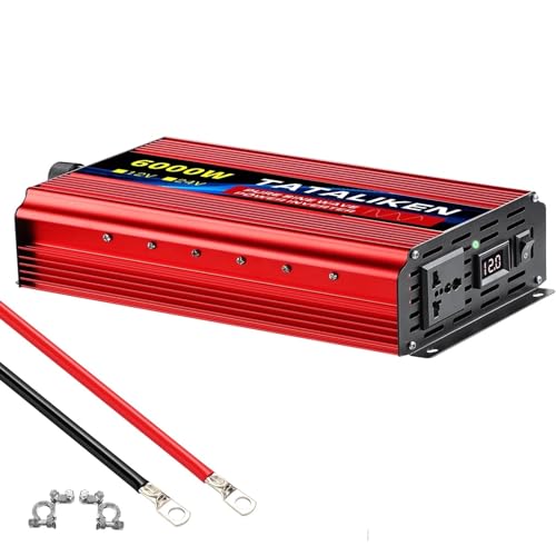 4000W 5000W 6000W 7000W Pure Sine Wave Inverter 12V/24V to 110V/220V 50HZ AC Car Universal Socket Converter with LED Display(6000W,24V to 110V 60HZ)