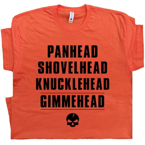 XXL - Gimmehead Motorcycle T Shirt Funny Offensive Knucklehead Engine Mens Harley Biker Tee Inappropriate Adult Rude Humor Orange