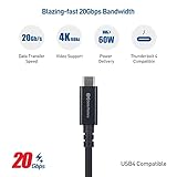 Cable Matters 20Gbps Active USB4 Cable 16.4 ft / 5m, Supports Up to [4K@60Hz Video, 60W Charging, 20Gbps Data Transfer] Compatible with Thunderbolt 4, USB C for VR Headset, MacBook, XPS, Surface Pro