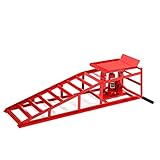 Stark 2 Pieces Auto Ramp Low Profile Car Lift Service Ramps Truck Trailer Garage Automotive Hydraulic Lift Repair Frame (Red)