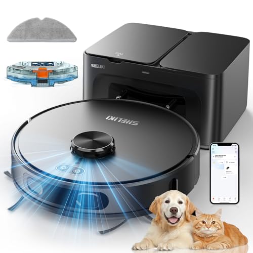 SHELIKI Robot Vacuum and Mop, 3-in-1 Robotic Vacuums Cleaner with LiDAR Navigation Smart Mapping & Max Strong 6000Pa Suction, WiFi/App/Alexa Voice Control, Obstacle Avoidance