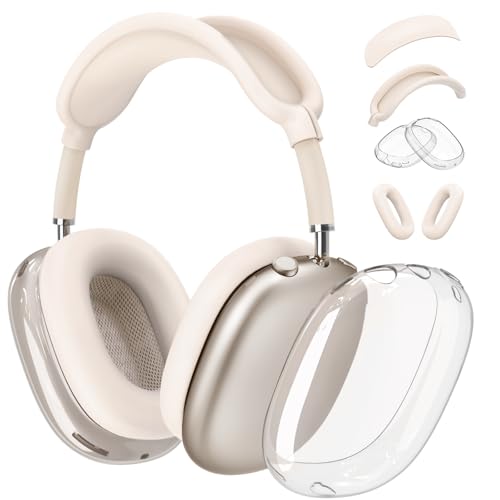 4 in 1 Case Cover for AirPods Max Headphones, Anti-Scratch Sweat-Proof Ear Pad Covers/Ear Cups Cover/Headband Cover Protectorfor Apple AirPods Max -Clear Starlight