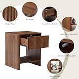 affeivul Mid Century Modern Night Stand Set 2 with Drawer, Farmhouse Nightstand for Bedroom, Small End Table with Storage, Living Room/Bed Side Table for Small Spaces, Fluted Cabinet Wood Nightstand