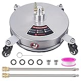 Biswing 14" Pressure Washer Surface Cleaner with 4 Wheels, Stainless Steel Power Washer Accessory for Driveways Sidewalks Patios Cleaning, 1/4" Quick Connector, 2 Extension Wand Attachments, 4000 PSI