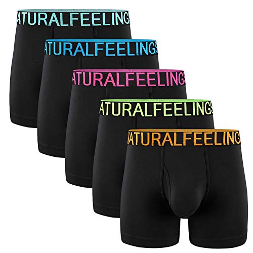 5Mayi Mens Underwear Boxer Briefs Cotton Black Men's Boxer Briefs Underwear Men Pack of 5 Open Fly Pouch XXXXXL