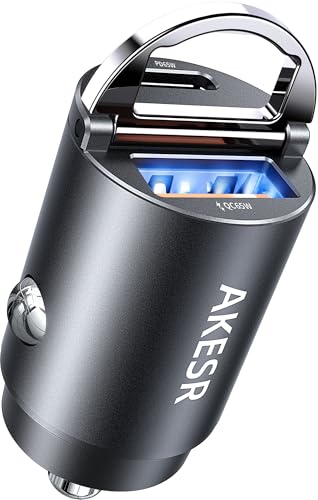AKESR 65W USB C Car Charger Fast Charging，12V USB Outlet Accesorios para Carro，Compact Cigarette Lighter Adapter，Car Phone Charger for iPhone/16/15/14/13/12 Samsung S25 S24 S23Google Android