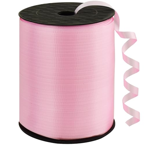 BEISHIDA 500 Yards Matte Light Pink Curling Crimped Ribbon Balloon String Ribbons for Gift Wrapping Ribbon for Birthday Party Festival Art Craft Decor Florist Flowers Decoration