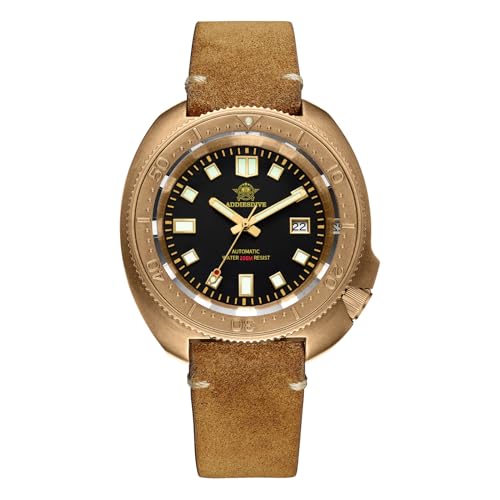 ADDIESDIVE Dive Watch NH35 Automatic for Men Sapphire Crystal 200 M Water Resistant Black Dial Bronze Buckle