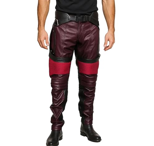 Men Star Lord Pants - Guardians of The Galaxy Costume Peter Quill Chris Pratt Biker Leather Pants