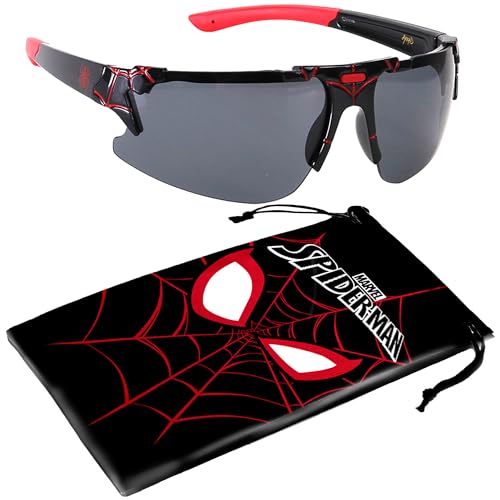 Marvel Spiderman Sunglasses for Kids - Stylish, Comfortable & Durable UV-Protective Spiderman Glasses With Soft Carrying Case - Officially Licensed