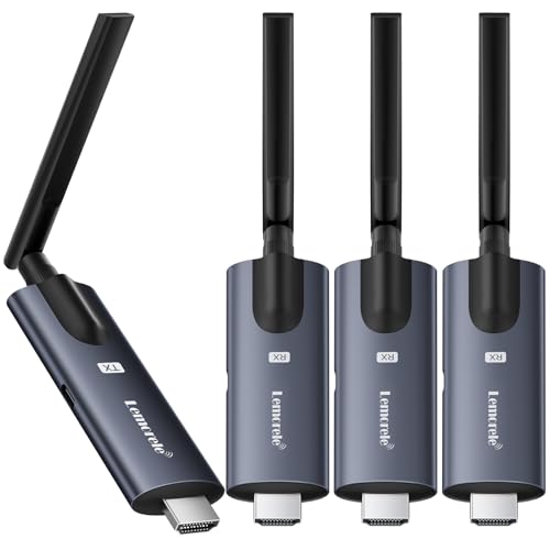 Lemorele Wireless HDMI Transmitter and 3 Receivers, Portable HDMI Wireless Extender, Plug & Play 656FT 1080P HD for Stream Video & Audio from PC/Camera/TV-Box to Monitor/Projector/HD TV/Phone/Tablet