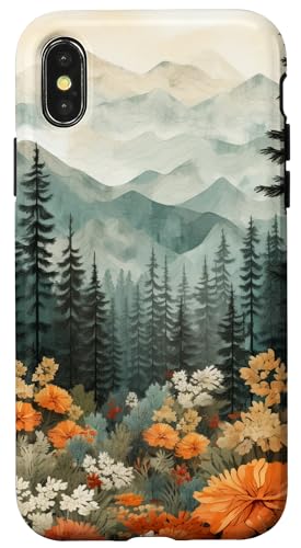 Boho Floral Forest Pine Tree Nature Mountain Case for iPhone X/XS