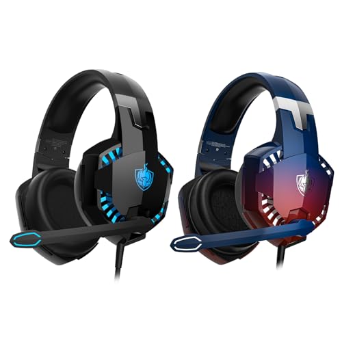 PHOINIKAS PC Gaming Headset, G2000 Stereo Gaming Headset for PS5 XboxOne Switch Controller, Wired Over Ear Headphones with Mic, 7.1 Surround, for PS4/Laptop/Tablet (2 PCS)