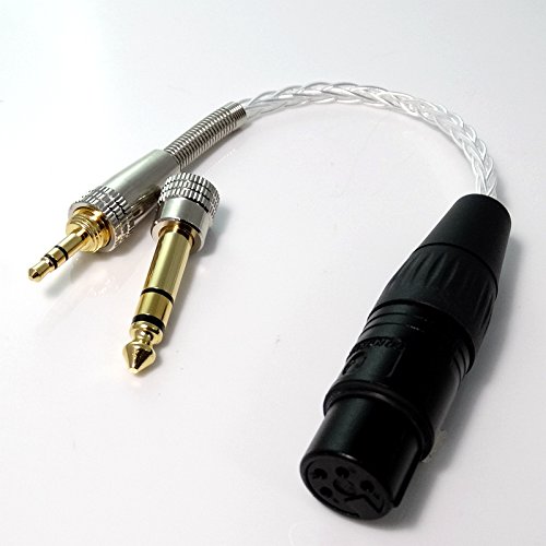 6.35mm+3.5mm Male Stereo to 4-pin XLR Female Balanced Audio Adapter Hi-end Silver Plated Cable