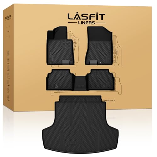 LASFIT Floor Mats & Cargo Mat for Hyundai Sonata 2020-2025 (Only Fit FWD & Gas) / Kia K5 2021-2025 (Only Fit FWD, Not Fit K5 GT Models) All Weather TPE Custom Fit Floor Liners for Car Mats Trunk Mats