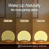 HOUSBAY Wood Grain Sunrise Alarm Clock- Natural Wake Up Light, FM Radio, Bluetooth Speaker, Dimmable Nightlight & Display- Soothing Morning Routines