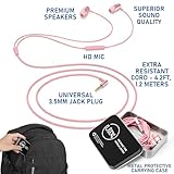 UliX Rider Wired Earbuds in-Ear Headphones, 5 Years Warranty, Earphones with Microphone, with Anti-Tangle Cable, Ear Buds for iPhone, iPad, Samsung, School Students, Kids, Women, Small Ears - Pink