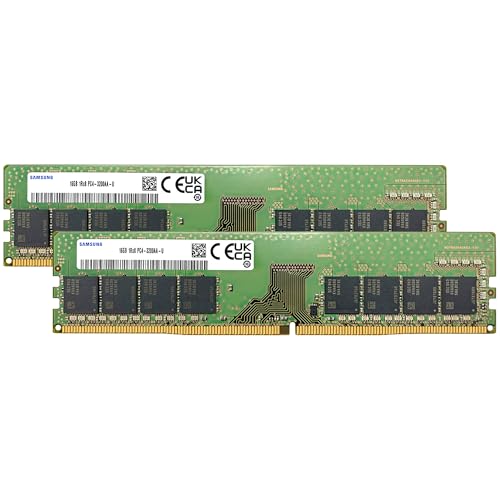 Samsung 32GB (2x16GB) DDR4 3200MHz PC4-25600 (PC4-3200AA) CL22 UDIMM 1Rx8 Single Rank 1.2V Non-ECC DIMM 288-Pin Desktop PC RAM Memory