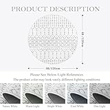 Lahome Moroccan Round Rugs - 4Ft Washable Non-Slip Small Round Area Rug for Bedroom Soft White Low-Pile Round Throw Rug, Modern Geometric Print Indoor Circle Rugs for Kitchen Living Room Sofa Nursery