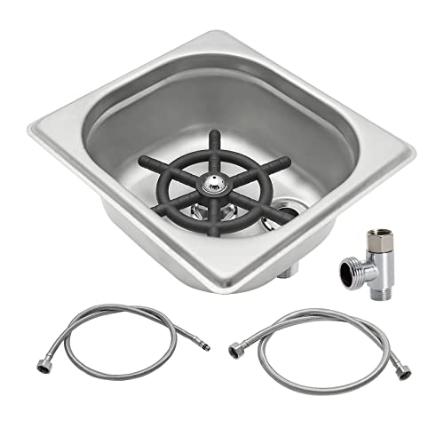 DIBTSA Pitcher Rinser, Automatic Glass Cup Washer, Stainless Steel Coffee Milk Tea Cup Cleaner, for Home Kitchen Hotel Bar Restaurant (6.9x6.3x2.6 Inch)