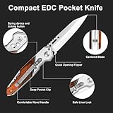 Folding Pocket Knife Set for Men Camping Knife -10PACK - Wooden Handle - Father's Day Gift