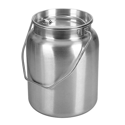 Lindy's Stainless Steel Seamless 2-Gallon Milk Jug, Milk Can, Milk Pail, Anti-Leak Liquid Storage Container with Tight Lid and Long Swivel Handle