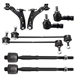 TRQ Front Steering & Suspension Kit Control Arm with Ball Joint Sway Bar Stabilizer Link Tie Rod Compatible with 2013-2015 Chevrolet Spark 2014-2016 Spark EV