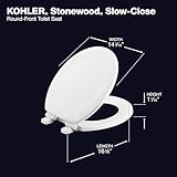 KOHLER Stonewood® Quiet-Close™ Round-front, Slow-Close, Wood, White toilet seat, K-20467-0, White