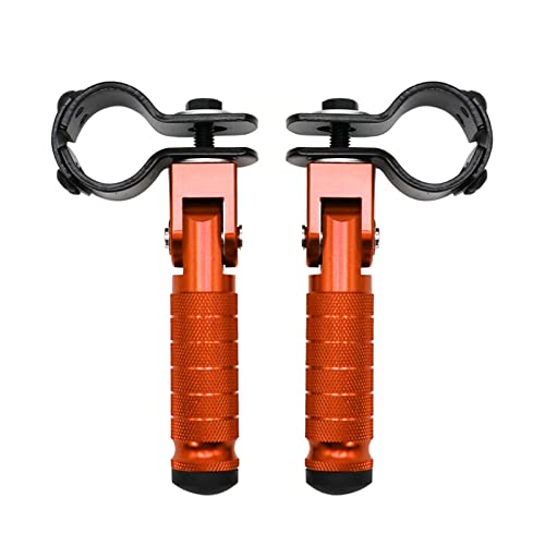 Footrests 8mm Pedals Folded Footrest Footpeg For Motorcycles Bicycles Electric Vehicles Mopeds Karts Scooters Motorbike Pedal Foot Rests(Orange)