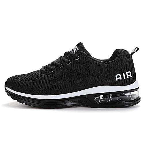 QAUPPE Womens Fashion Lightweight Sports Walking Sneakers Breathable Gym Jogging Running Tennis Shoes (Black US 8 B(M)