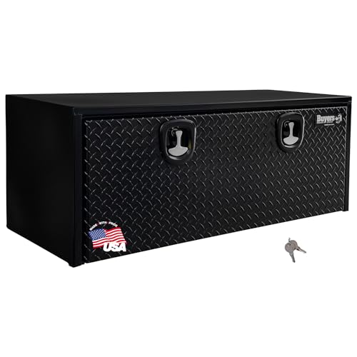 Buyers Products 1702510 Black Steel Truck Tool Box With Aluminum Diamond Tread Door, 18 x 18 x 48 Inch, Made In The USA, Truck Box for Organization & Storage, Job Tool Chest, Contractor Toolbox