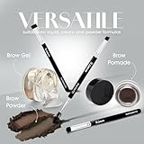 Eyebrow Brush - Duo Eye Brow Spoolie - Angled Eyeshadow Eyeliner - Precision Flat Definer - Small Shader - 3 Piece Makeup Brush Set - Cruelty Free Synthetic Bristles