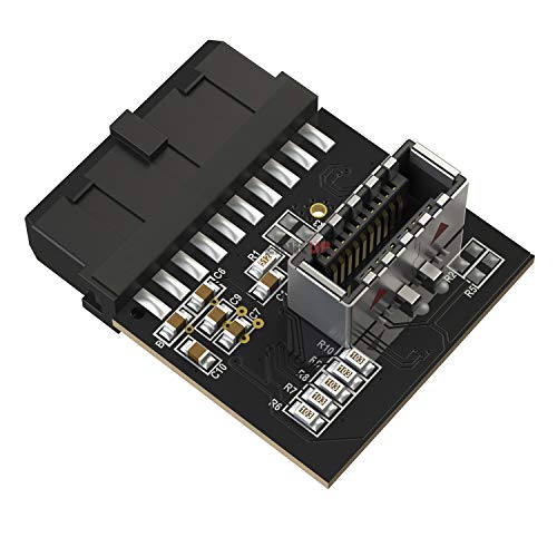 LINKUP - [Active Chip] USB 3.0 (3.2 Gen 1) Internal IDC 20 Pin Motherboard Header to A-Key (Type-E) 20 Pin Female Converter for Type C Panel Mount Adapter