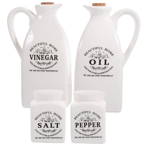 GOOHOCHY 1 Set four piece set vinegar bottle groceries vinegar jar soy sauce bottle sauce oil can ceramic spice holder vinegar container vinegar holder lecythus sauce dispenser spices