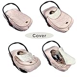 funlife 4 in 1 Universal Waterproof Anti-Wind Infant Car Seat Cover Integrated Ultra Soft Liner and Winter Carseat Bunting Bag Cover,Pink,0-12M