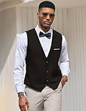 COOFANDY Mens V-Neck Sleeveless Slim Fit Jacket Casual Suit Vests,X-Large,Black-02