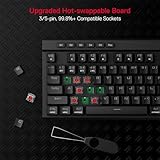 Redragon K580 PRO Wireless RGB Gaming Keyboard, 3-Modes 104 Keys Mechanical Keyboard w/Hot-Swap Socket, Dedicated Media Controls & Onboard Macro Recording, Linear Red Switch