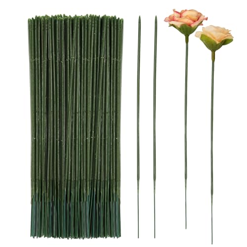 Anjmd 200 Pieces Floral Stem Wire, Artificial Flower Rod, Green Florist Wires for Flower Arrangement Supplies Crafts Bouquet Wreath Making (17CM)