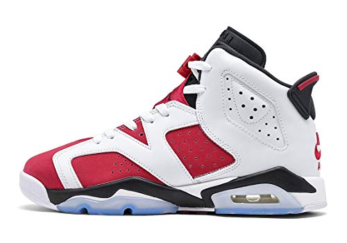 Nike Boy's Air Jordan 6 Retro GS Sneaker, White/Carmine-black, 4.5 Big Kid