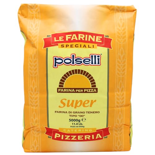 Super, Tipo 00, Double Zero, Type OO, Roman Style Pizza Flour for In Teglia, al Tagio, Pinsa, Pala, W 300+ Formulated for a long 72+ hour fermintation and rise, (5 kg) 11 lbs, Polselli