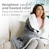 Pure Enrichment WeightedWarmth - 2-in-1 Heated Weighted Blanket, 13 lbs (50” x 60”) Large, 4 Relaxing InstaHeat™ Settings, Cozy and Soft Micromink and Sherpa, Reversible Throw with Storage Bag