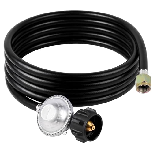 SHINESTAR 12 Feet Low Pressure Propane Hose with Regulator, for Gas Grill, Fire Pit, Stove, 3/8 Inch Female Flare