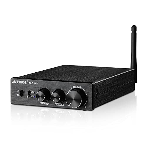 AIYIMA A07 Pro TPA3255 Stereo Amplifier Bluetooth 5.2 300Wx2 HiFi Class D Amp 2.0/2.1 Channel Audio Power Amp for Home Audio Speaker with Bass Treble knobs& 3.5mm Line Output,Supports 24-48V