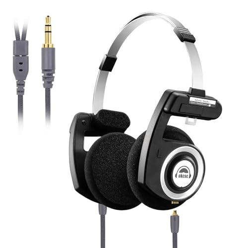 okcsc Classic On-Ear Headphones, Retro Style,MMCX Wired Plug,Ultra Lightweight Retro Headsts/Bullt-in Mic/40mm Class Composite Film,for Listen Music/Sports/Fashionable Wear/Birthday Gifts,MMCX/Black