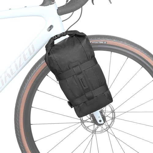 Rhinowalk Bike Front Fork Bag Waterproof Bike Pannier Saddle Bag 6.5L for E-Scooter Mountain Bike Road Bike Accessories-Black(1 pcs)