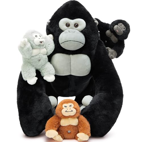MaoGoLan Giant Gorilla Stuffed Animals - 19.6" Large Plush Gorilla with Babies, Soft and Cuddly Companion Toy Gifts for Kids