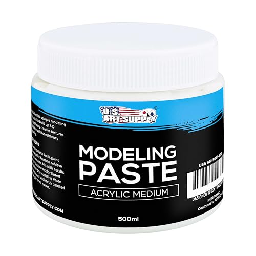 U.S. Art Supply Acrylic Modeling Paste - 16.9oz (500ml) Lightweight, Flexible, Mixable, Sandable, and Archival-Safe