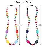 Chew Necklaces for Sensory Kids 2 Pack, Baby Silicone Teething Necklace, Nursing Necklace Breastfeeding Teether Toys, BPA Free, Freezable, Dishwasher and Refrigerator Safe